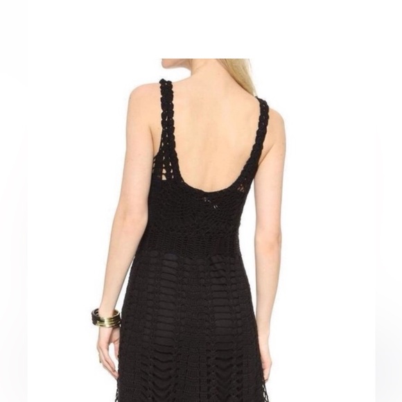 Free People Boho Black Combo Macrame Crochet Dress with lining Small NWT - Picture 4 of 7